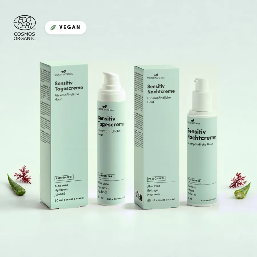 Sensitiv-Routine von Steiger Naturals: Sensitiv Tagescreme 50 ml und Sensitiv Nachtcreme 50 ml